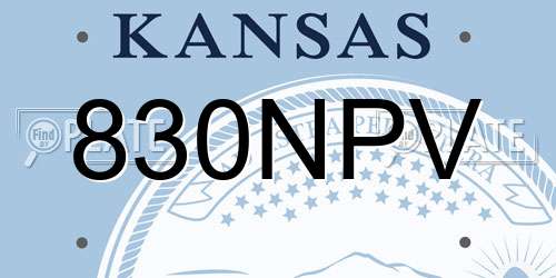 830NPV Kansas License Plate