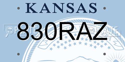 830RAZ Kansas License Plate