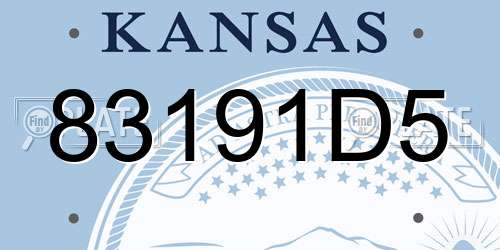 83191D5 Kansas License Plate
