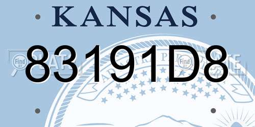 83191D8 Kansas License Plate