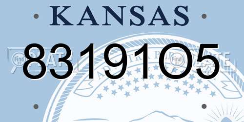 83191O5 Kansas License Plate