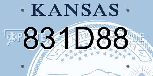 831D88 Kansas License Plate