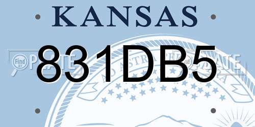 831DB5 Kansas License Plate