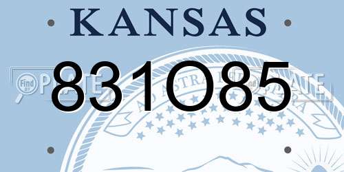 831O85 Kansas License Plate