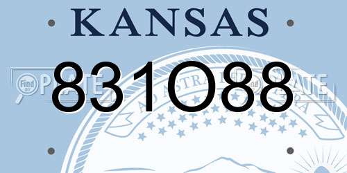 831O88 Kansas License Plate