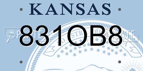 831OB8 Kansas License Plate