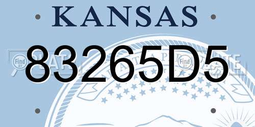 83265D5 Kansas License Plate