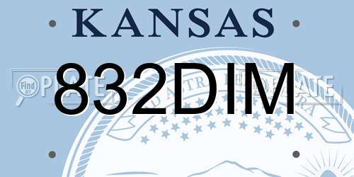832DIM Kansas License Plate