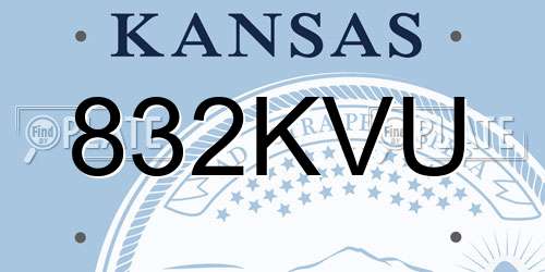 832KVU Kansas License Plate