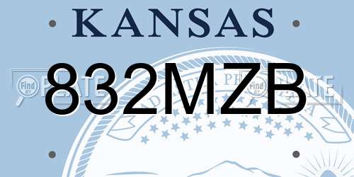 832MZB Kansas License Plate