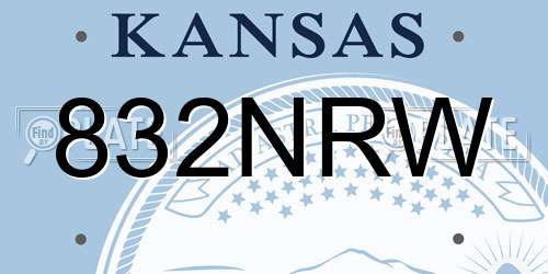832NRW Kansas License Plate