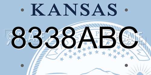 8338ABC Kansas License Plate