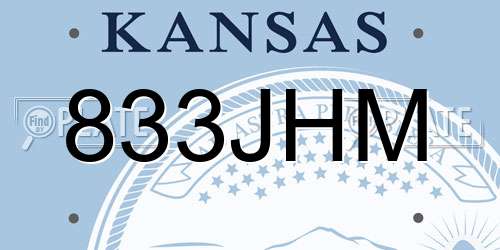 833JHM Kansas License Plate