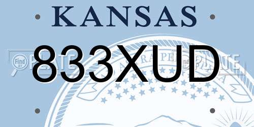 833XUD Kansas License Plate