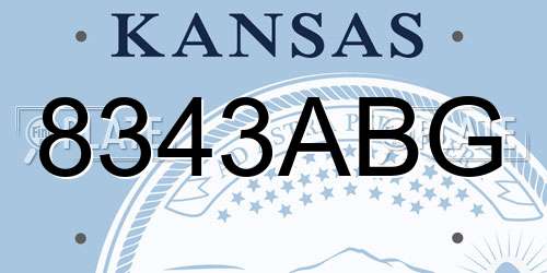 8343ABG Kansas License Plate