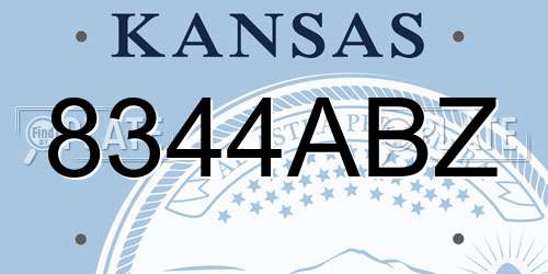 8344ABZ Kansas License Plate