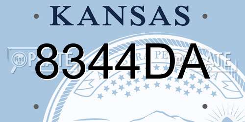 8344DA Kansas License Plate