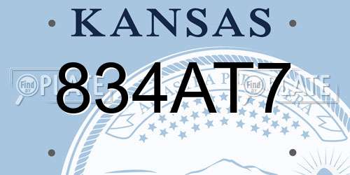 834AT7 Kansas License Plate