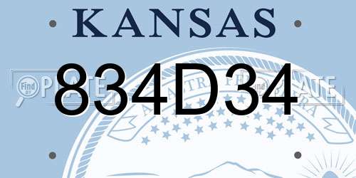 834D34 Kansas License Plate