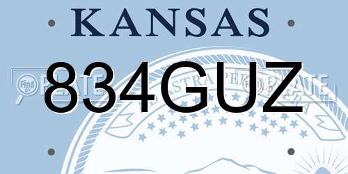 834GUZ Kansas License Plate