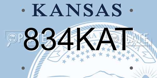 834KAT Kansas License Plate