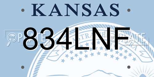 834LNF Kansas License Plate