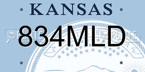 834MLD Kansas License Plate