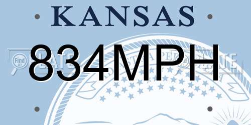 834MPH Kansas License Plate
