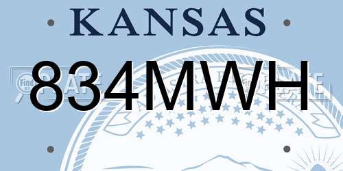 834MWH Kansas License Plate