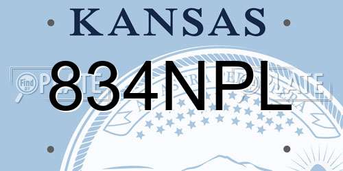 834NPL Kansas License Plate