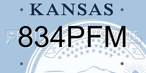 834PFM Kansas License Plate