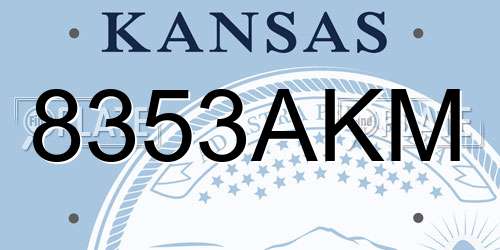 8353AKM Kansas License Plate