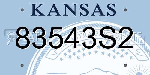 83543S2 Kansas License Plate