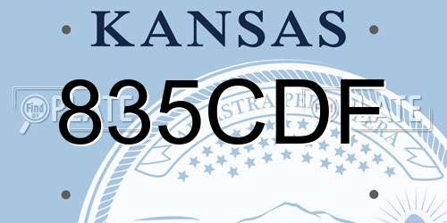 835CDF Kansas License Plate