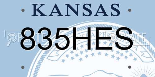 835HES Kansas License Plate
