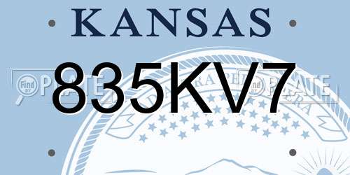 835KV7 Kansas License Plate