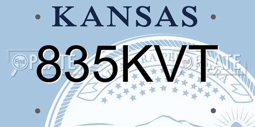 835KVT Kansas License Plate