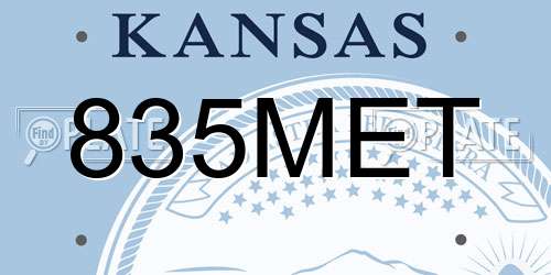 835MET Kansas License Plate