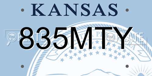 835MTY Kansas License Plate