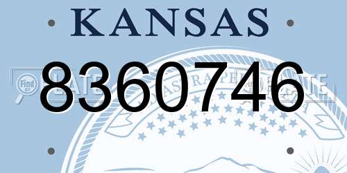 8360746 Kansas License Plate