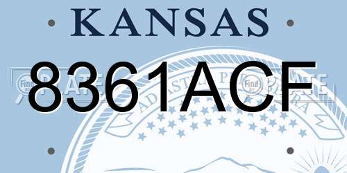8361ACF Kansas License Plate