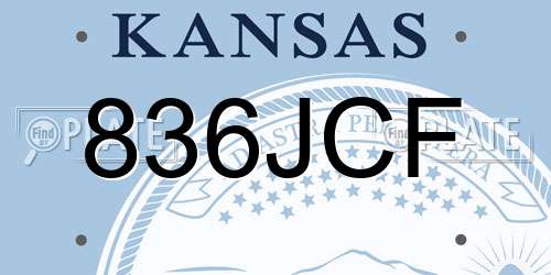 836JCF Kansas License Plate