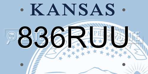 836RUU Kansas License Plate