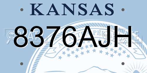 8376AJH Kansas License Plate