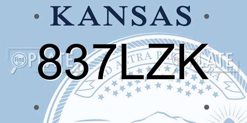 837LZK Kansas License Plate