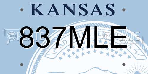 837MLE Kansas License Plate