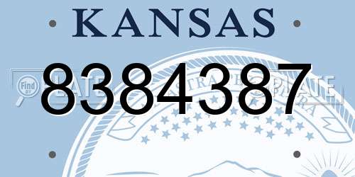 8384387 Kansas License Plate