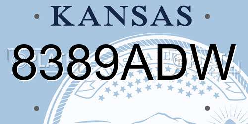 8389ADW Kansas License Plate