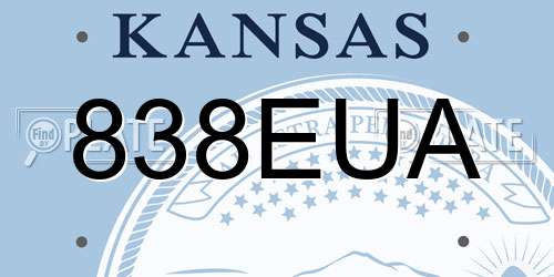 838EUA Kansas License Plate