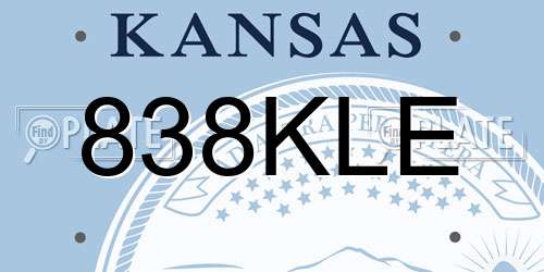 838KLE Kansas License Plate